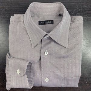 Canali Size M Gray Geometric dress shirt